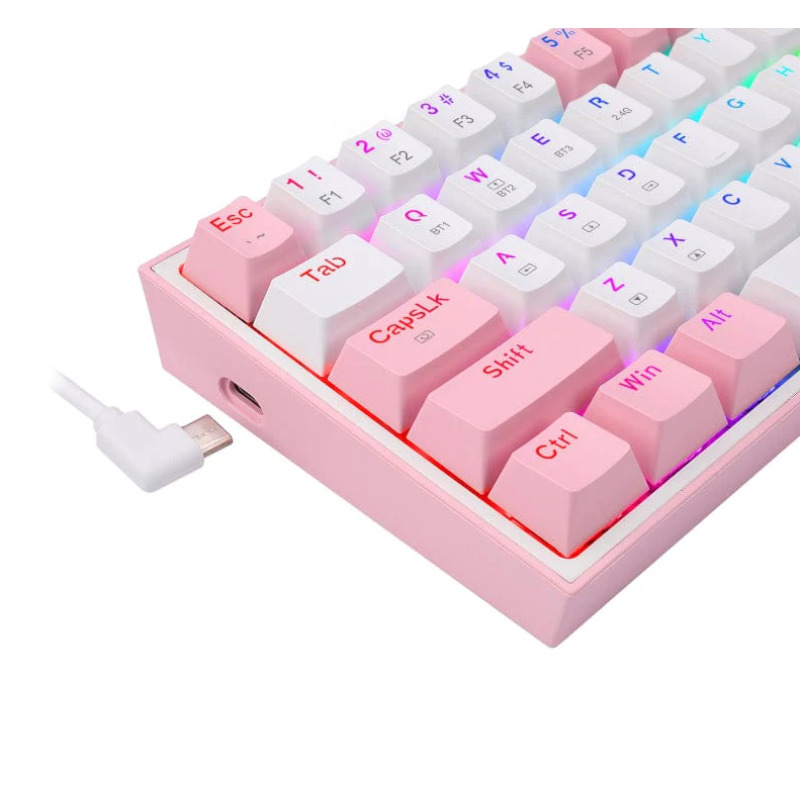 REDRAGON K616-RGB WP FIZZ PRO, Teclado Mecánico multiconexion Blanco y Rosa image 5